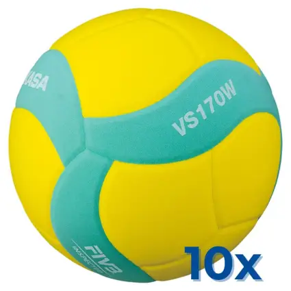 Pack 10 x Mikasa VS170W-Y-G kid's volleyball